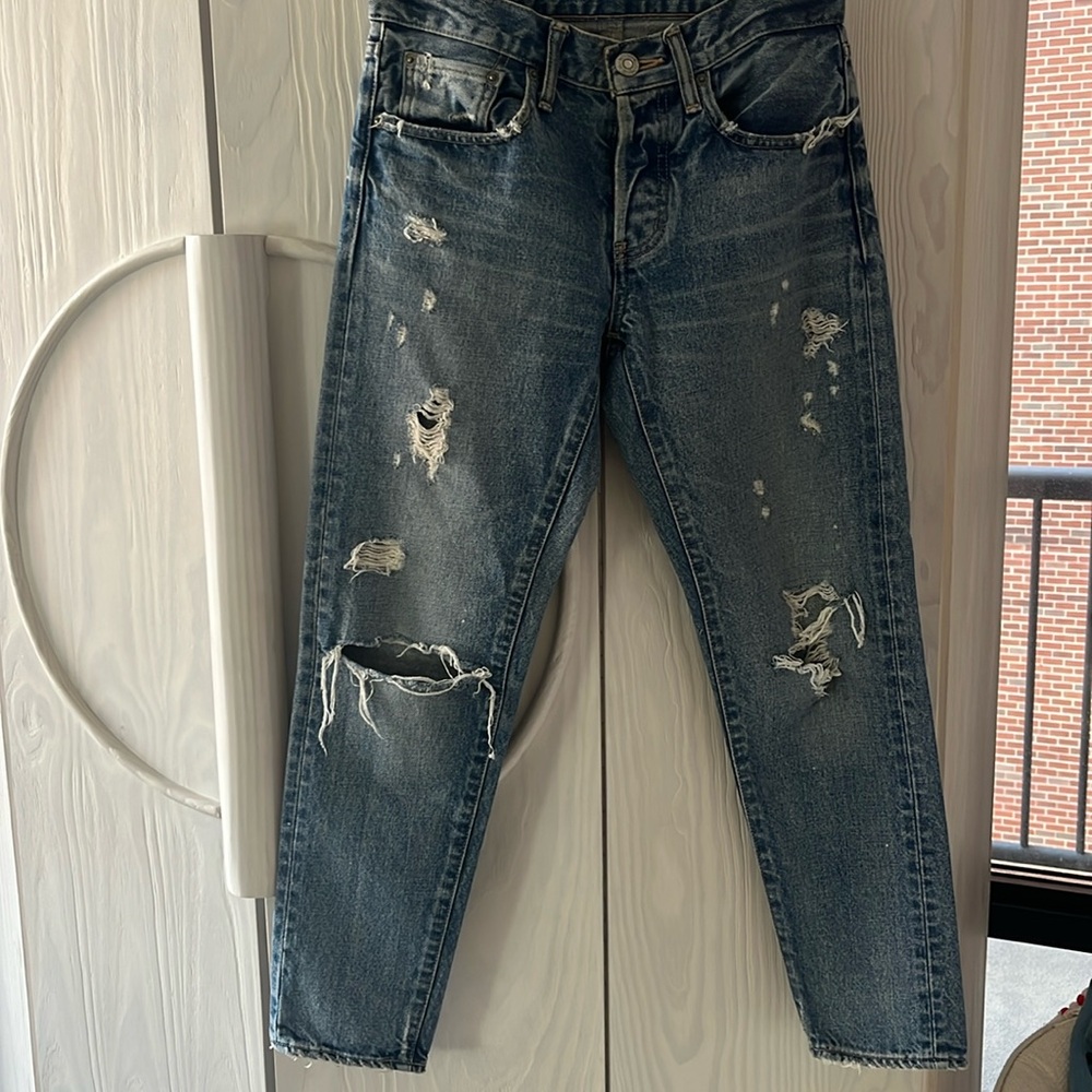 Moussy Distressed Straight Leg Jeans